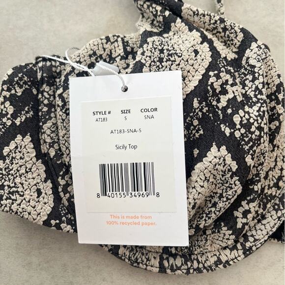 NWT Andie Swim Sicily Top Snakeskin Textured Small Underwire Cups Bikini Bra - Picture 4 of 10